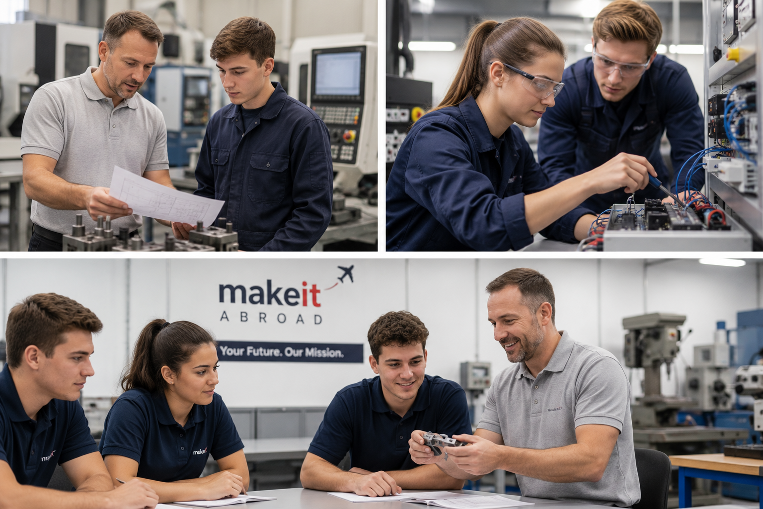 Trainee reviewing technical work with a mentor during Ausbildung training
